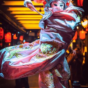 Chinese actress performs a traditional face-changing show