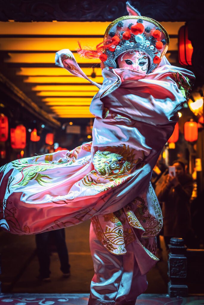 Chinese actress performs a traditional face-changing show