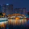 Chengdu Anshun bridge and Jinjiang river at night