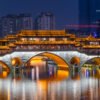 Chengdu Anshun bridge and Jinjiang river at night
