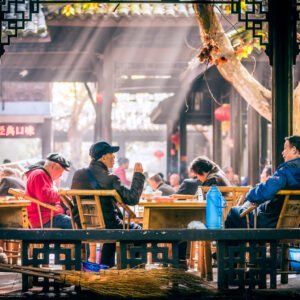 People having tea in People’s park, Chengdu