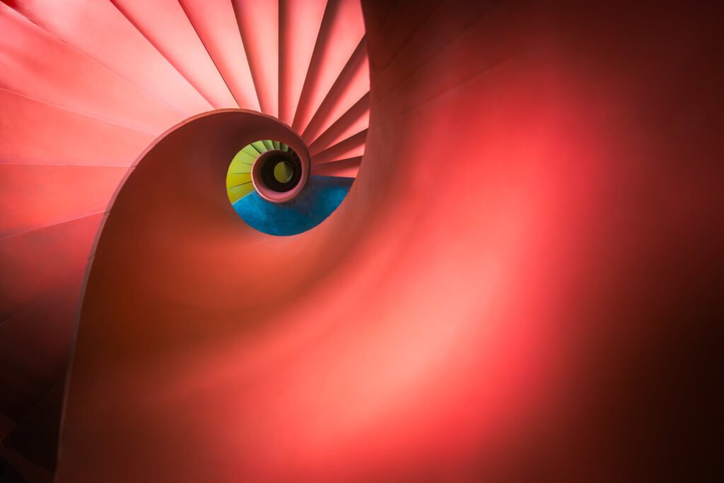 Red spiral staircase