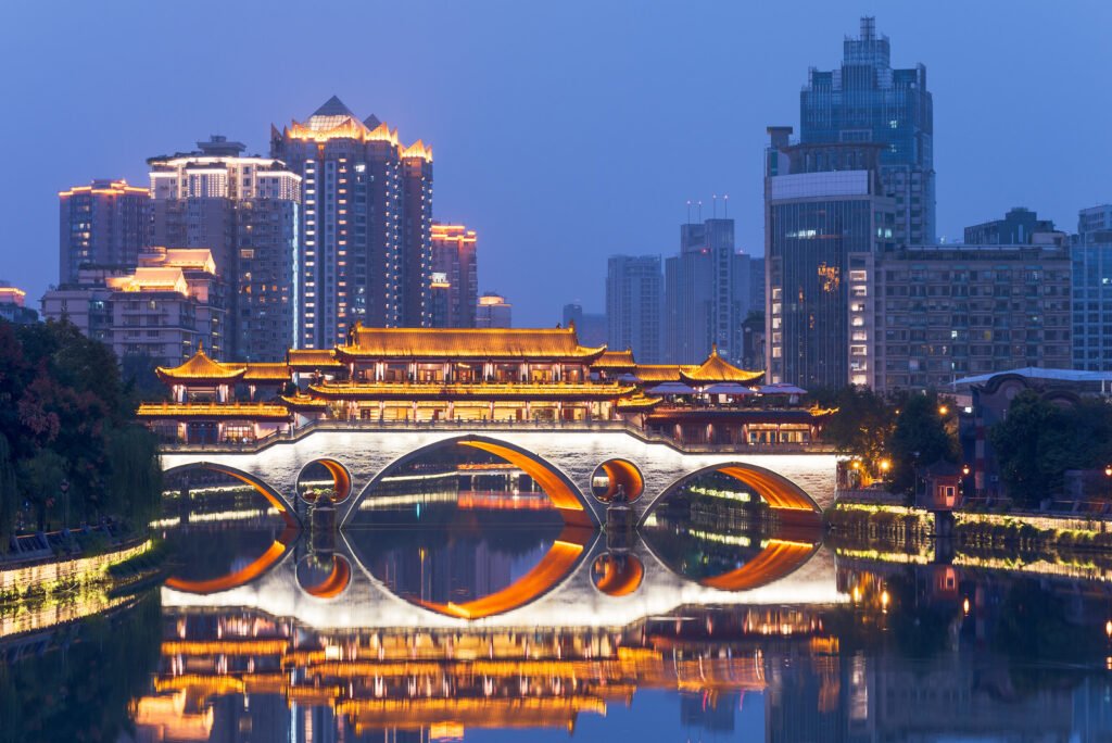Chengdu anshun bridge blue hour