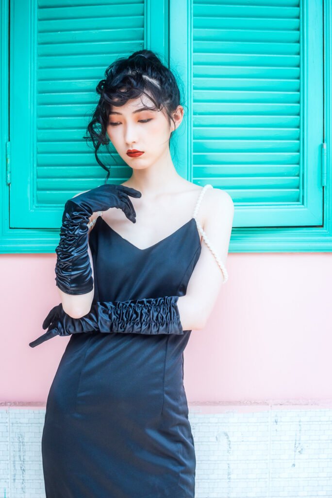 Young Chinese woman vintage studio portrait