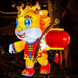 Dragon lantern illuminated at night