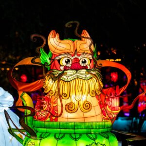Dragon lantern illuminated at night