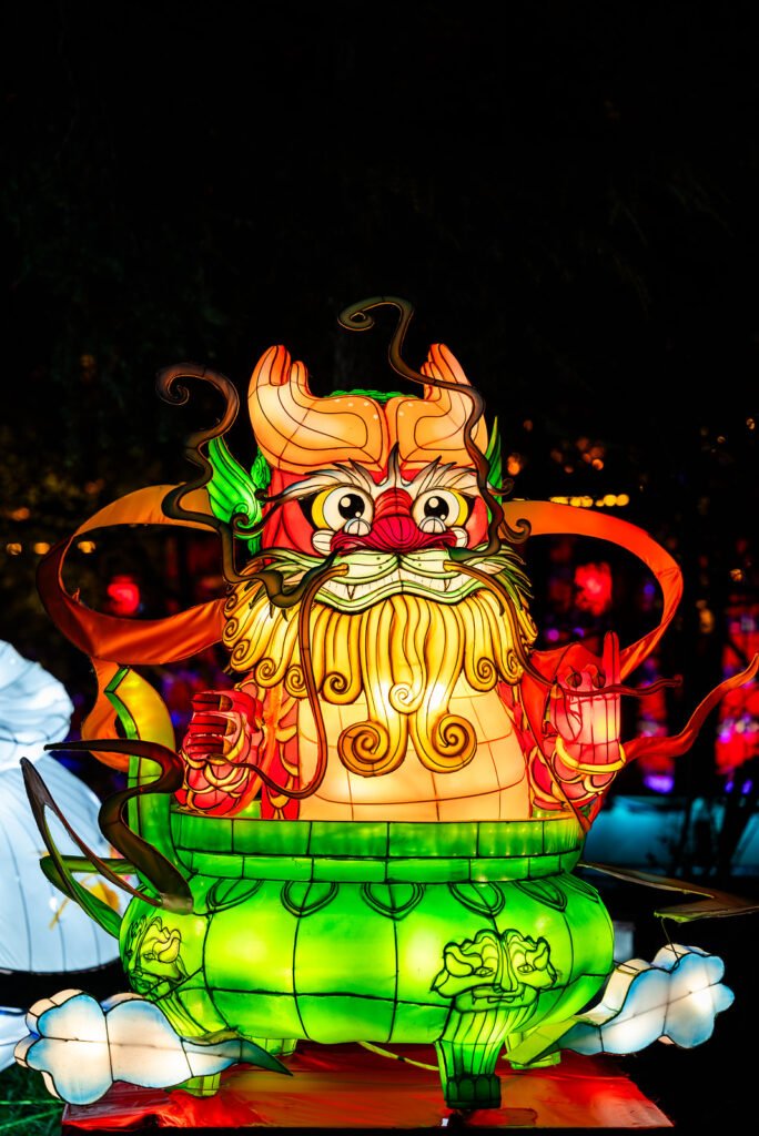 Dragon lantern illuminated at night
