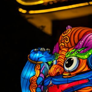 Dragon lantern illuminated at night