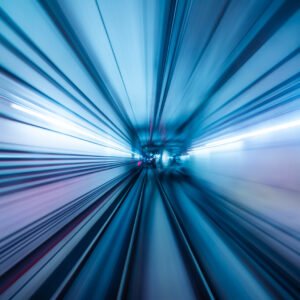 Abstract motion blurred long exposure metro tunnel