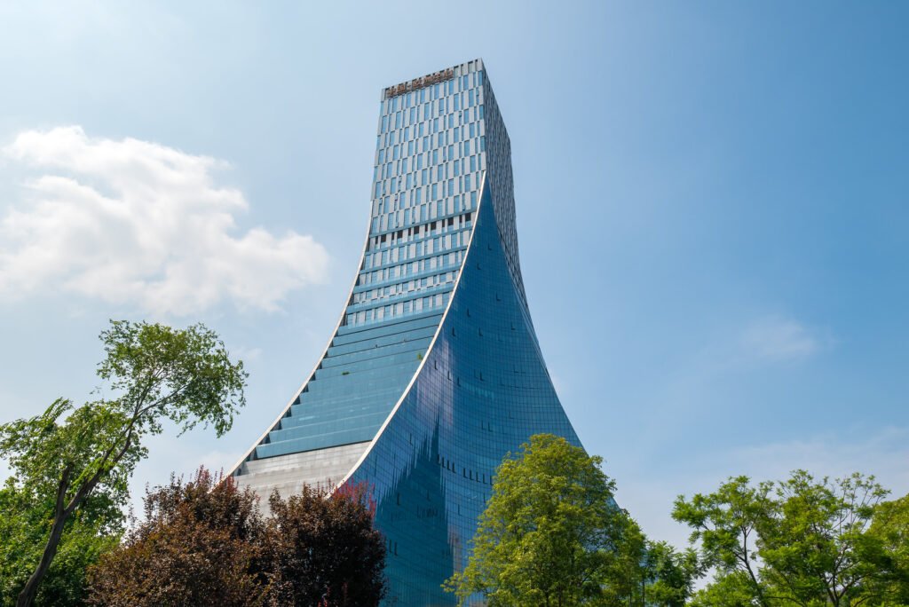 Centre for China-Europe Cooperation - CCEC - building against blue sky in Chengdu