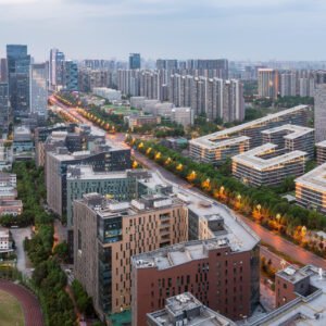 South Chengdu skyline at blue hour