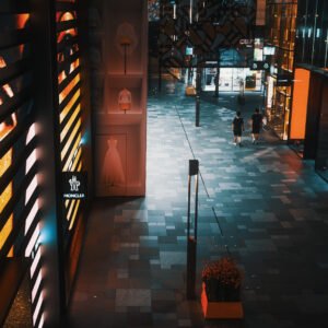 Taikooli commercial area at night in Chengdu