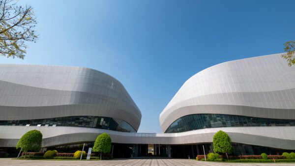 Futuristic convention and exhibition center with unique architecture